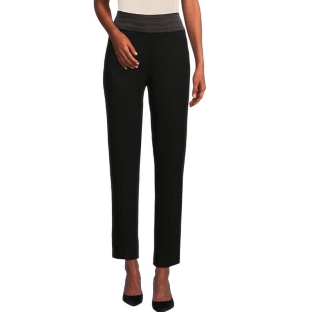J. McLaughlin‎ King Pant Women’s 12 Satin Trim Black Straight Leg Cocktail